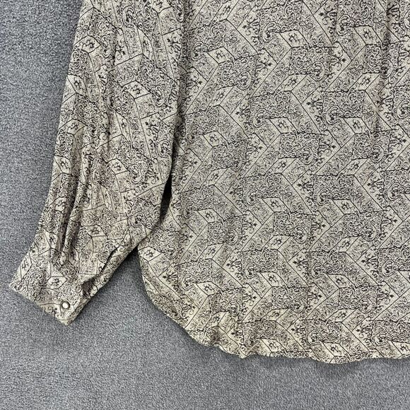 Vintage Button Up Shirt Medium Geometric long Sleeve Retro Preppy Loose Casanova - Picture 13 of 14